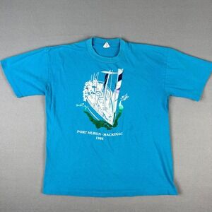 VTG Port Huron to Mackinac Boat Race T Shirt Fits Small 1984‎ Sail Boat Michigan
